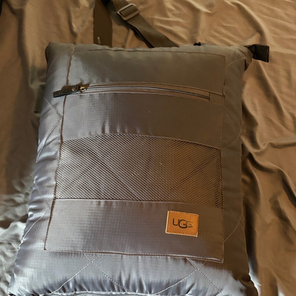 UGG Gray Sling Bag & Travel Blanket